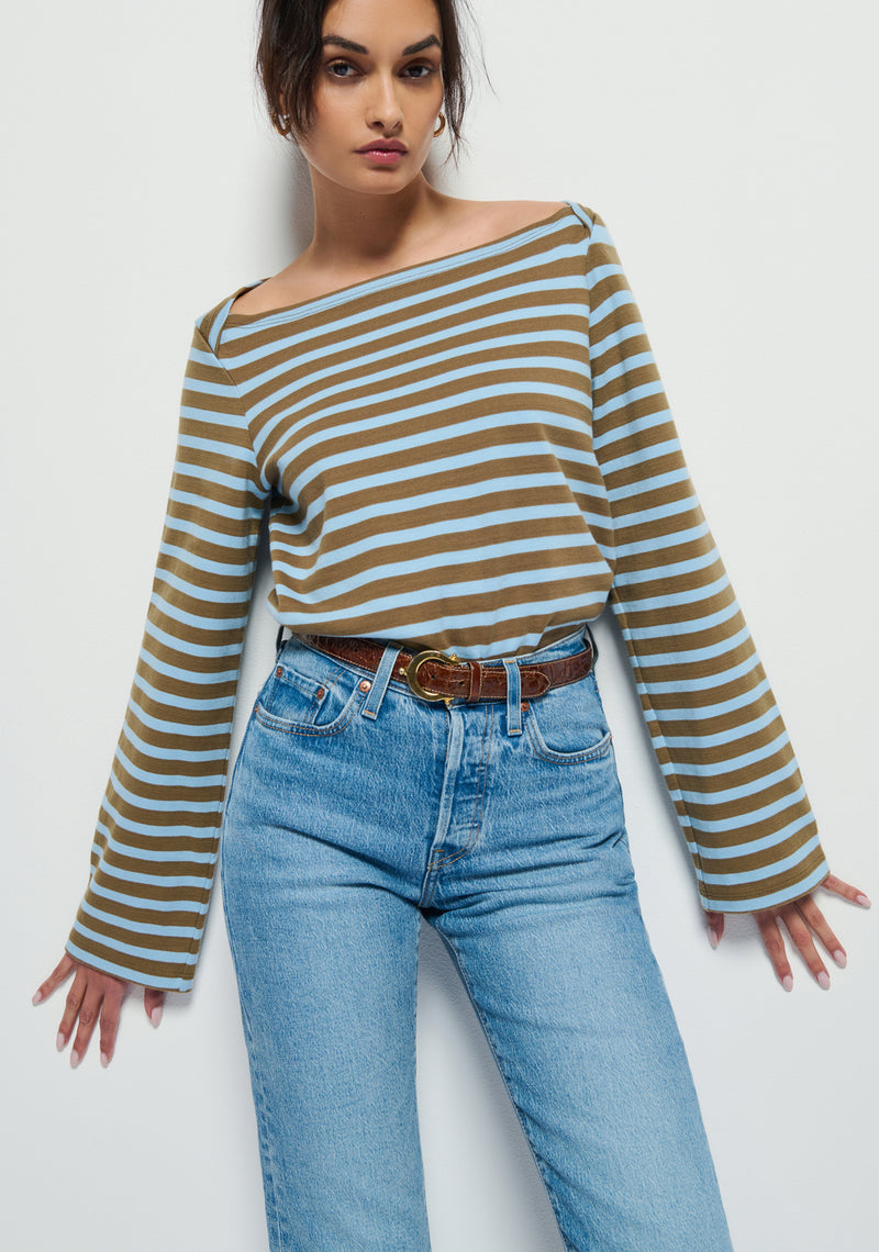 Bryce Stripe Boat Neck - Capers Prato Stripe