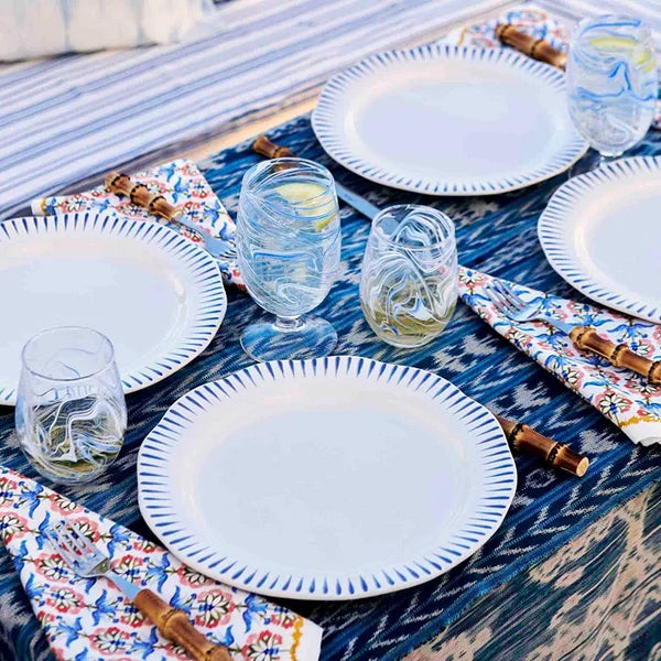 Sitio Stripe Dinner Plate Set - Delft Blue