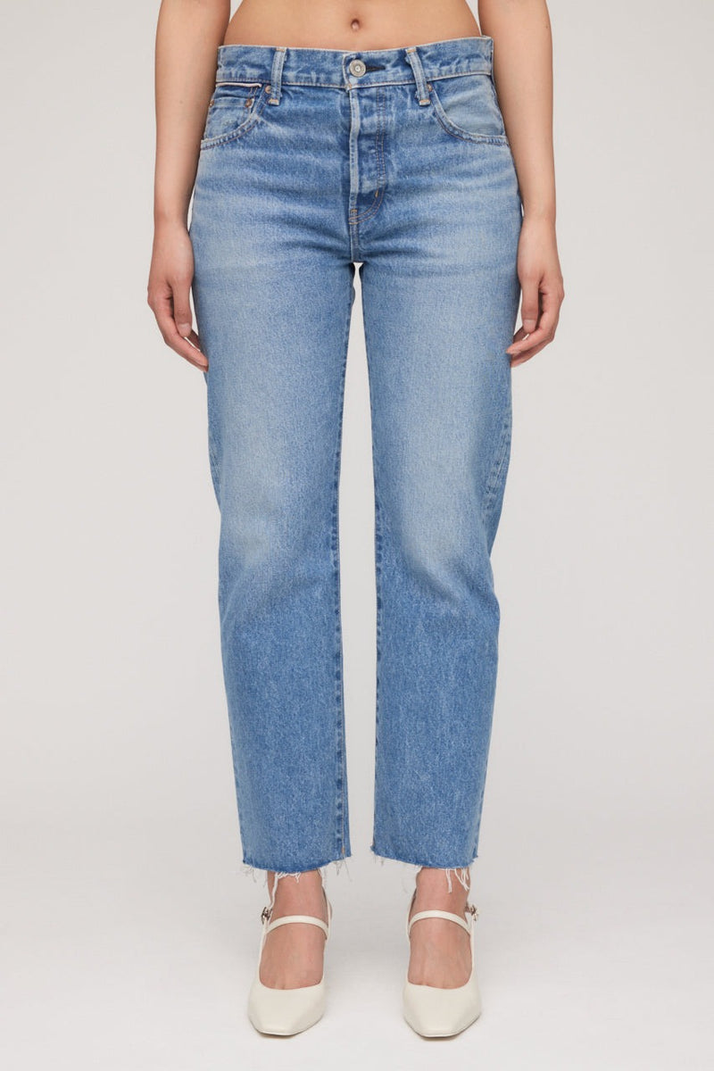 Moussy Garfield Straight Crop - Light Blue