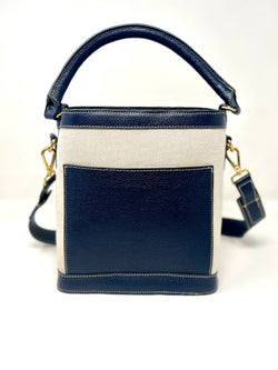 Bailey Linen and Leather Bucket Bag