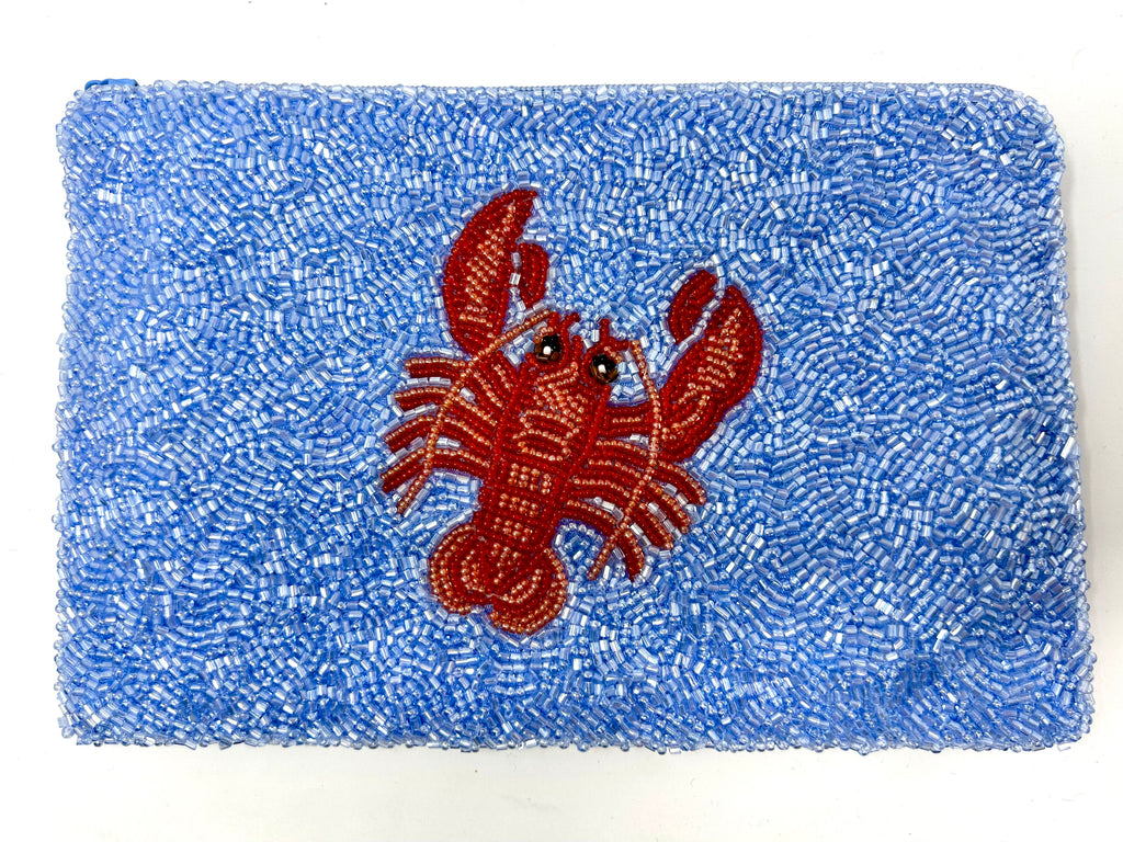 Lobster Emoji Beaded Pouch