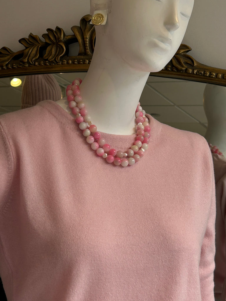 Westminster Double Strand Pink Agate with Freshwater Pearls