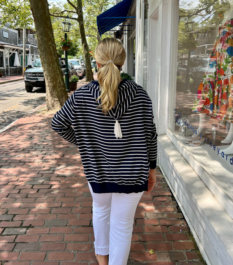 Cortland Park Tassel Hoodie - Navy/Snow