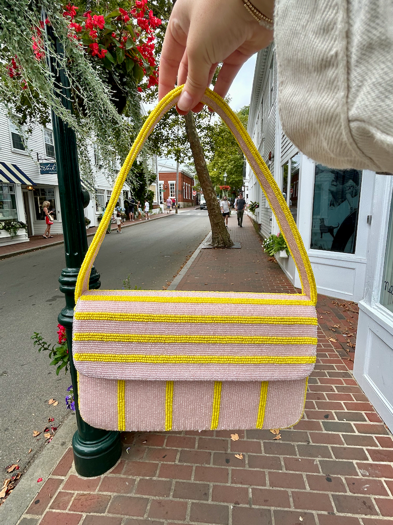 Thin Striped Beaded Handbag