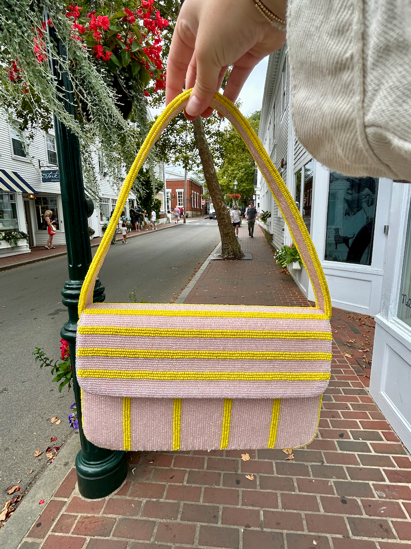 Thin Striped Beaded Handbag
