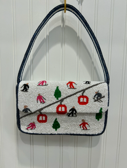 Skier Beaded Handbag