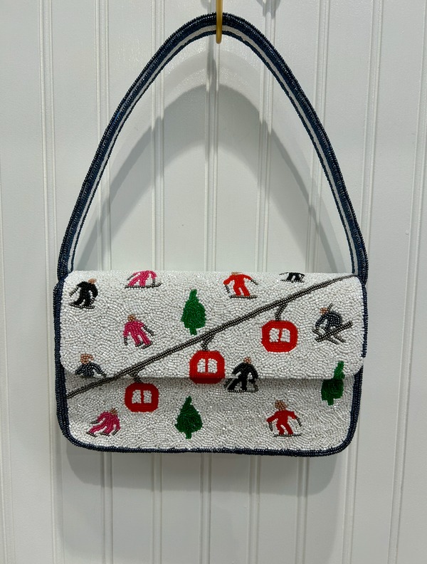 Skier Beaded Handbag