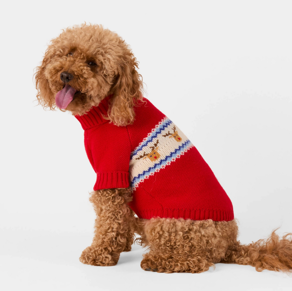 Foggy Dog Reindeer Fair Isle Bobble Dog Sweater