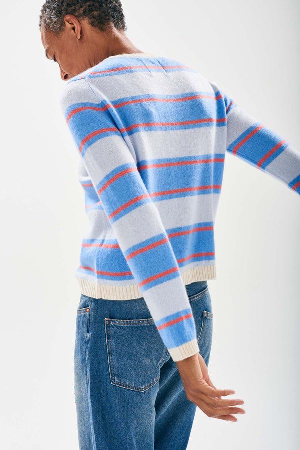 Deckchair Stripe Crew - Oatmeal/Skylar/Cerise