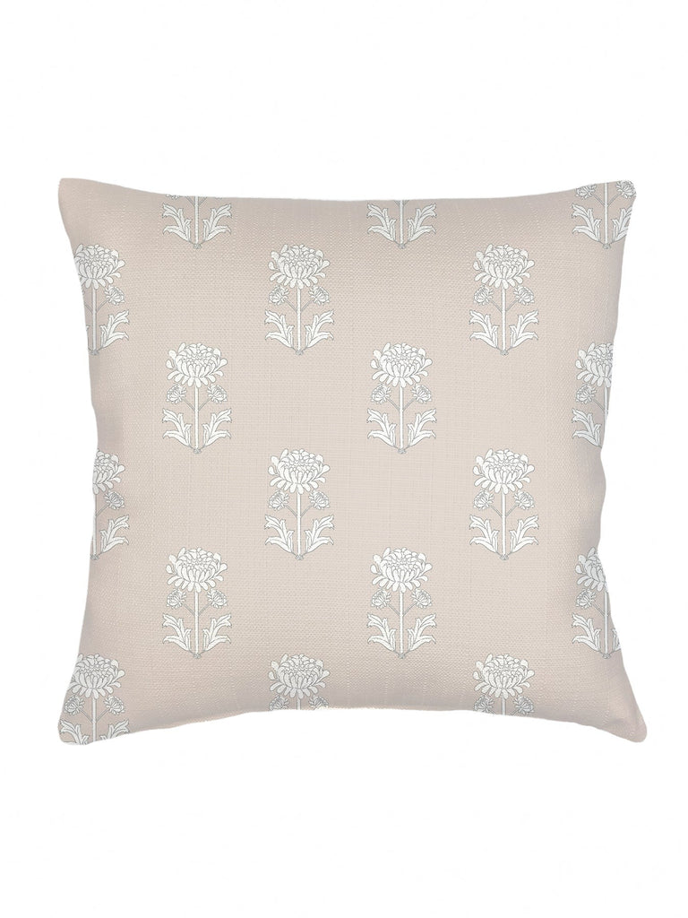 Beige Block Print Linen Euro Pillow - 26 x 26