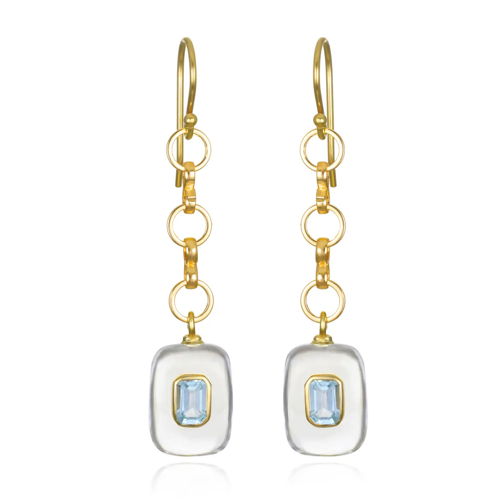 Topaz & Quartz Rectangle Dangle Earring