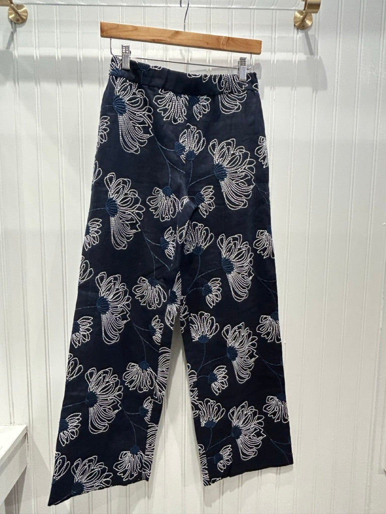 Embroidered Trouser - Navy