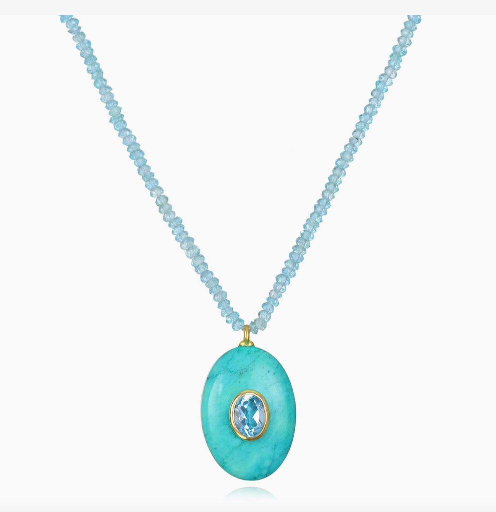 Large Oval Triple Beaded Choker - Pastel Apatite