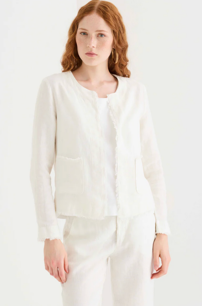 Alexia Round Neck Linen Jacket