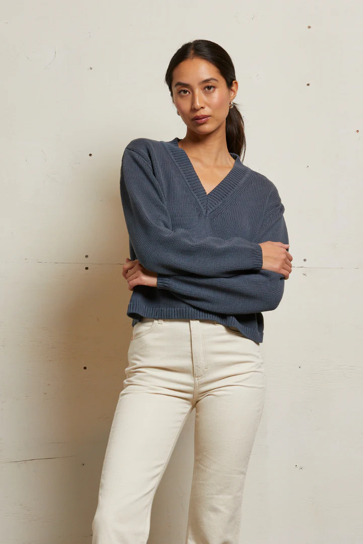 Addie Oversized Cotton V-Neck Sweater