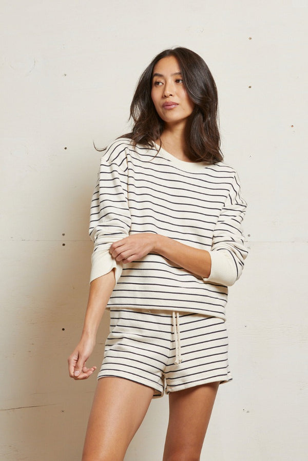 Tyler Stripe French Terry Pullover - Natural/Night