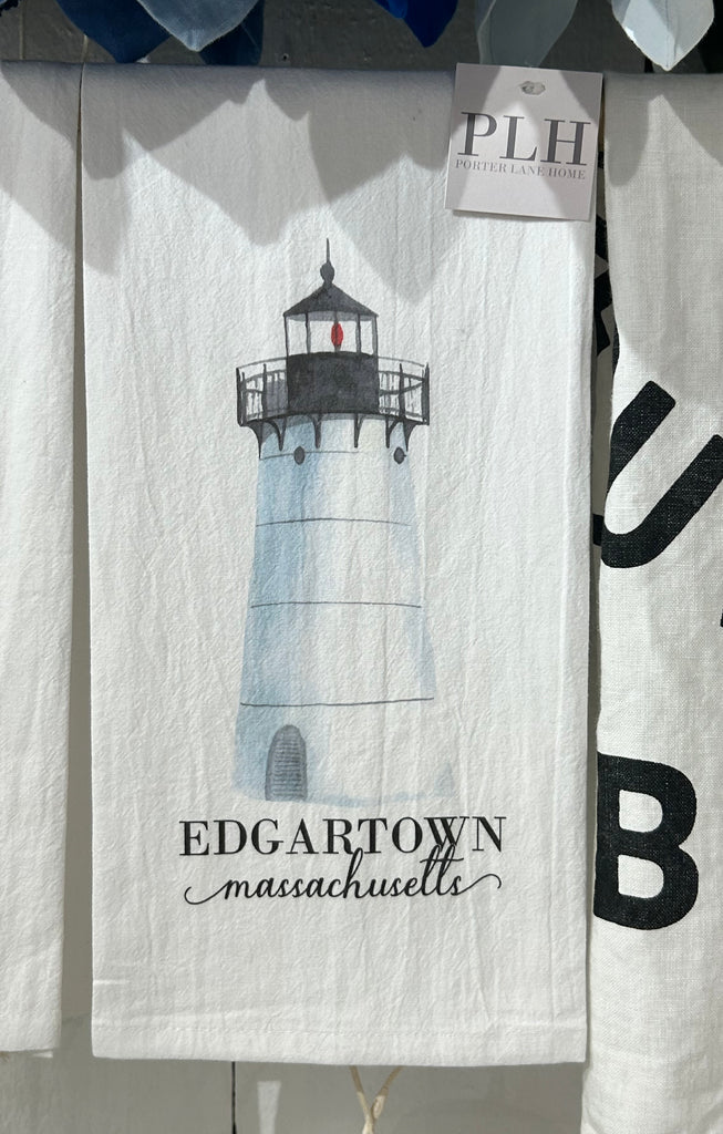 Edgartown Lighthouse Tea Towel - White