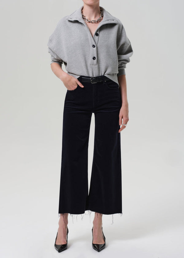 Lyra Wide Leg Crop Corduroy - Navy