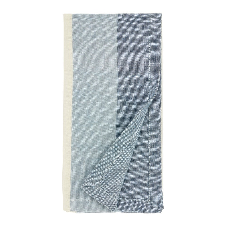 Block Stripe Cotton Napkin Set - Blue