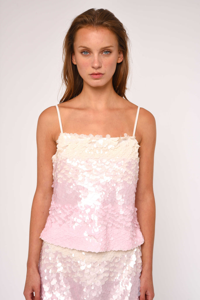 Nikki Cami - Pink/Ivory Sequins