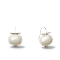 Statement Making Large Pebble Pearl Earrings - Sterling Silver