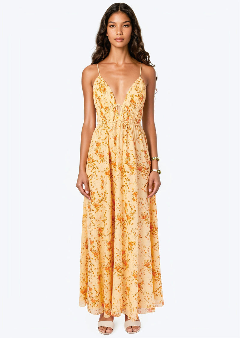 Dorinda Crinkle Chiffon Dress - Golden Hour