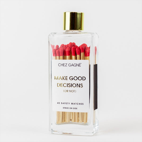 Make Good Decisions Glass Bottle Matches