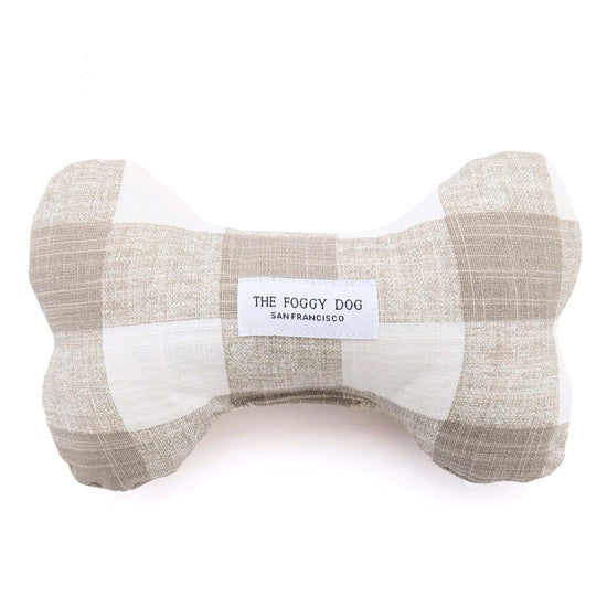 Warm Stone Gingham Squeaky Toy