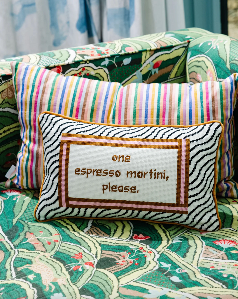 Espresso Martini Needlepoint Pillow