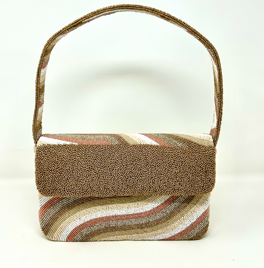 Wave Stripe Beaded Handbag