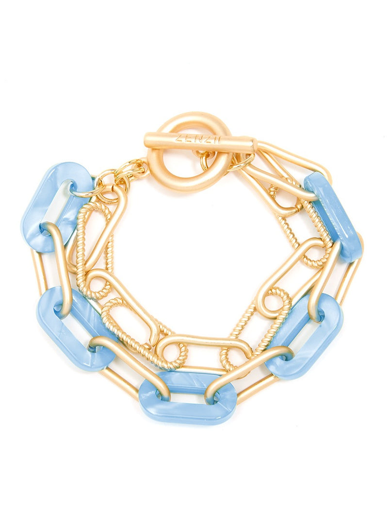 Angola Paperclip Chain Bracelet - Light Blue
