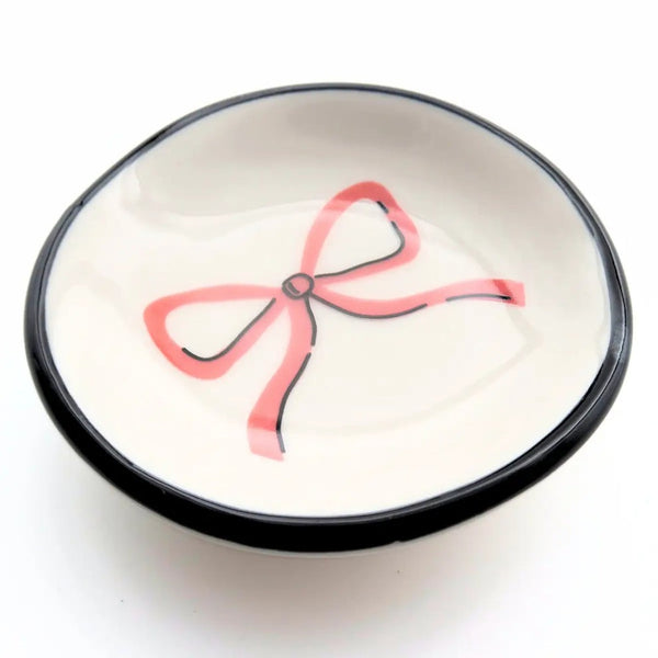 Salmon Pink Bow Ring Dish