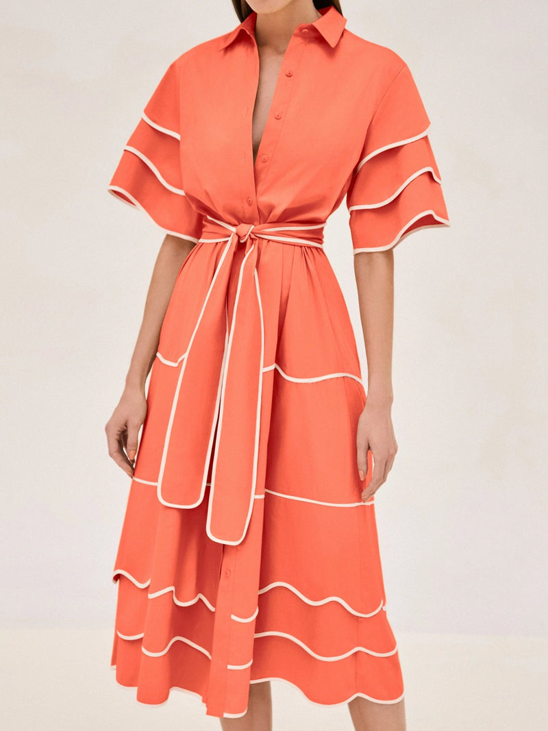 Rhodes Midi Dress - Orange