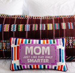Mom Rules Needlepoint Pillow