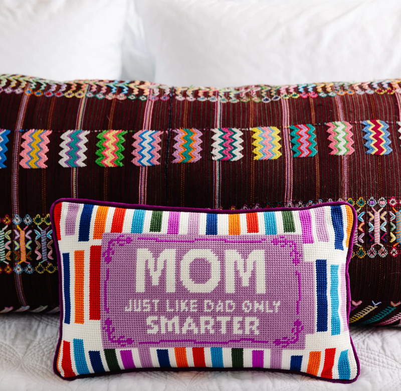 Mom Rules Needlepoint Pillow