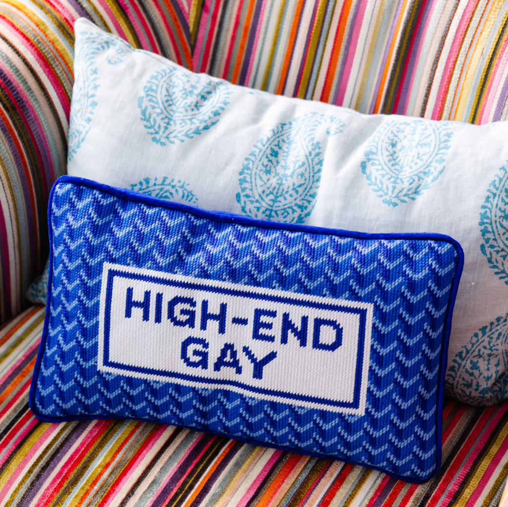 High End Gay Needlepoint Pillow
