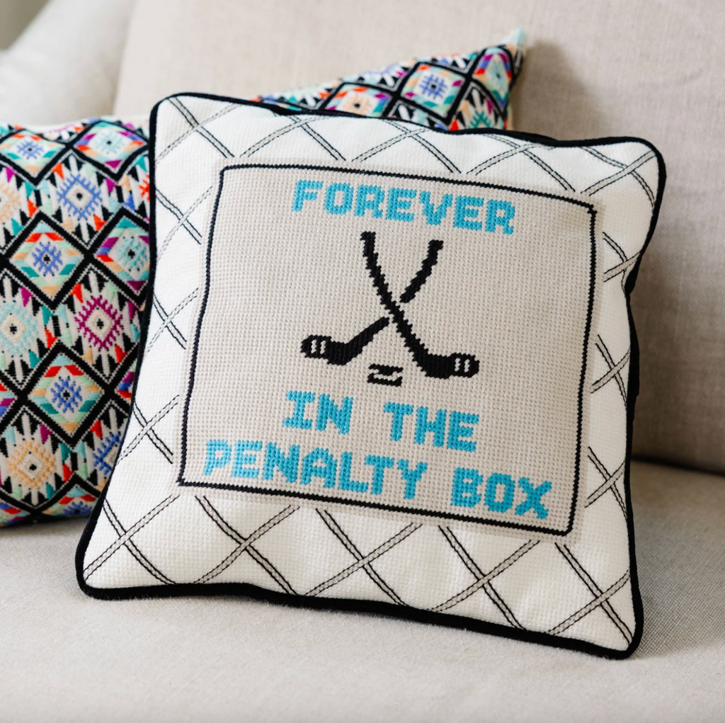 Penalty Box Needlepoint Pillow