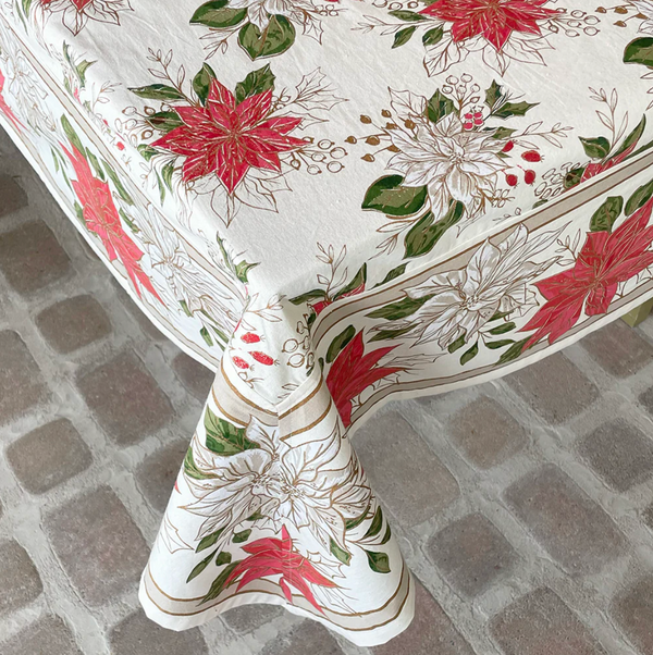 Poinsettia Tablecloth - Ivory