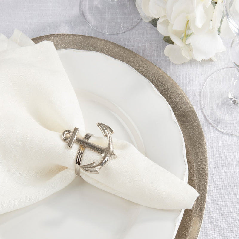 Anchor Napkin Ring Set - Silver