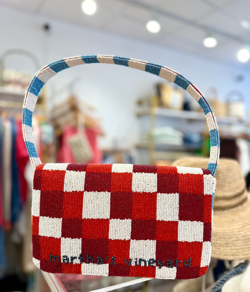 Checkerboard Beaded Handbag
