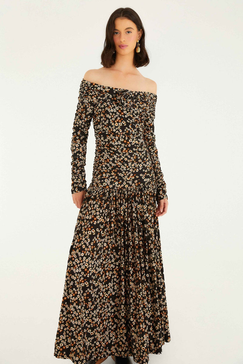 Tiny Flowers Long Sleeve Maxi Dress