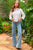 3D Flowers Crop Andie Shirt - White