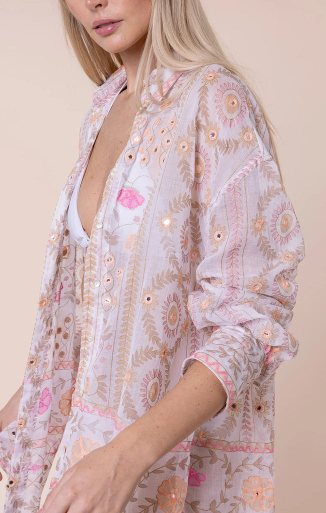 Juliet Dunn Printed Mirror Shirt - White/Pink