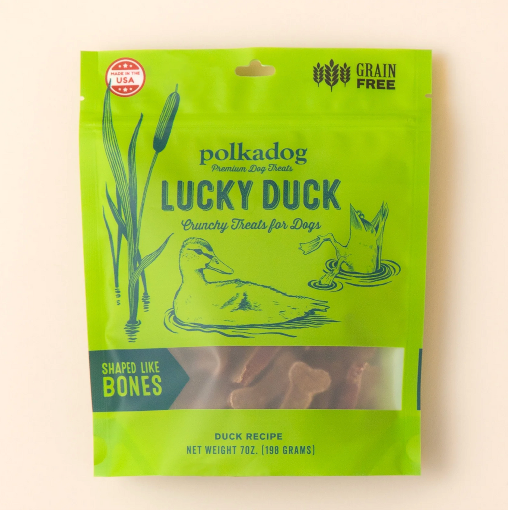 Lucky Duck Bone Shaped Dog Treats - 7oz Pouch