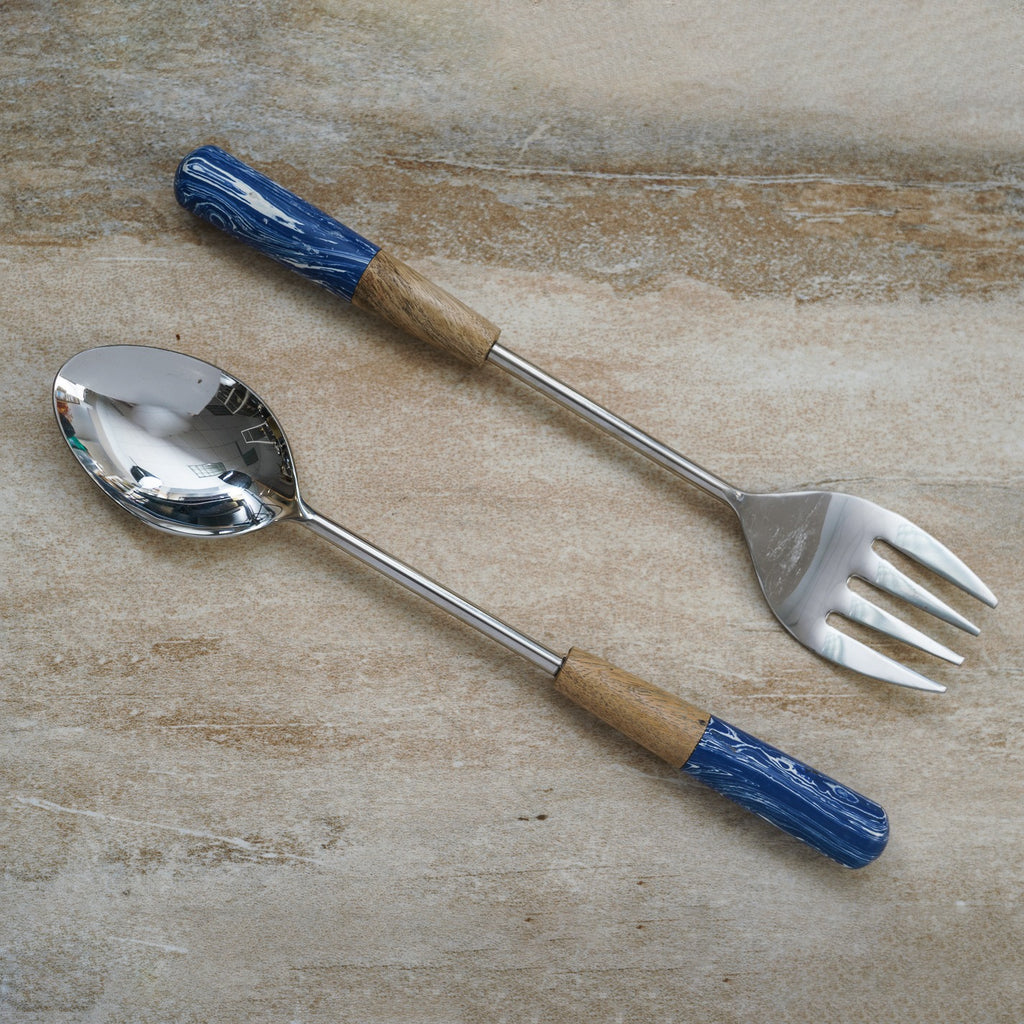 Stone Blue Stainless Steel Server Set