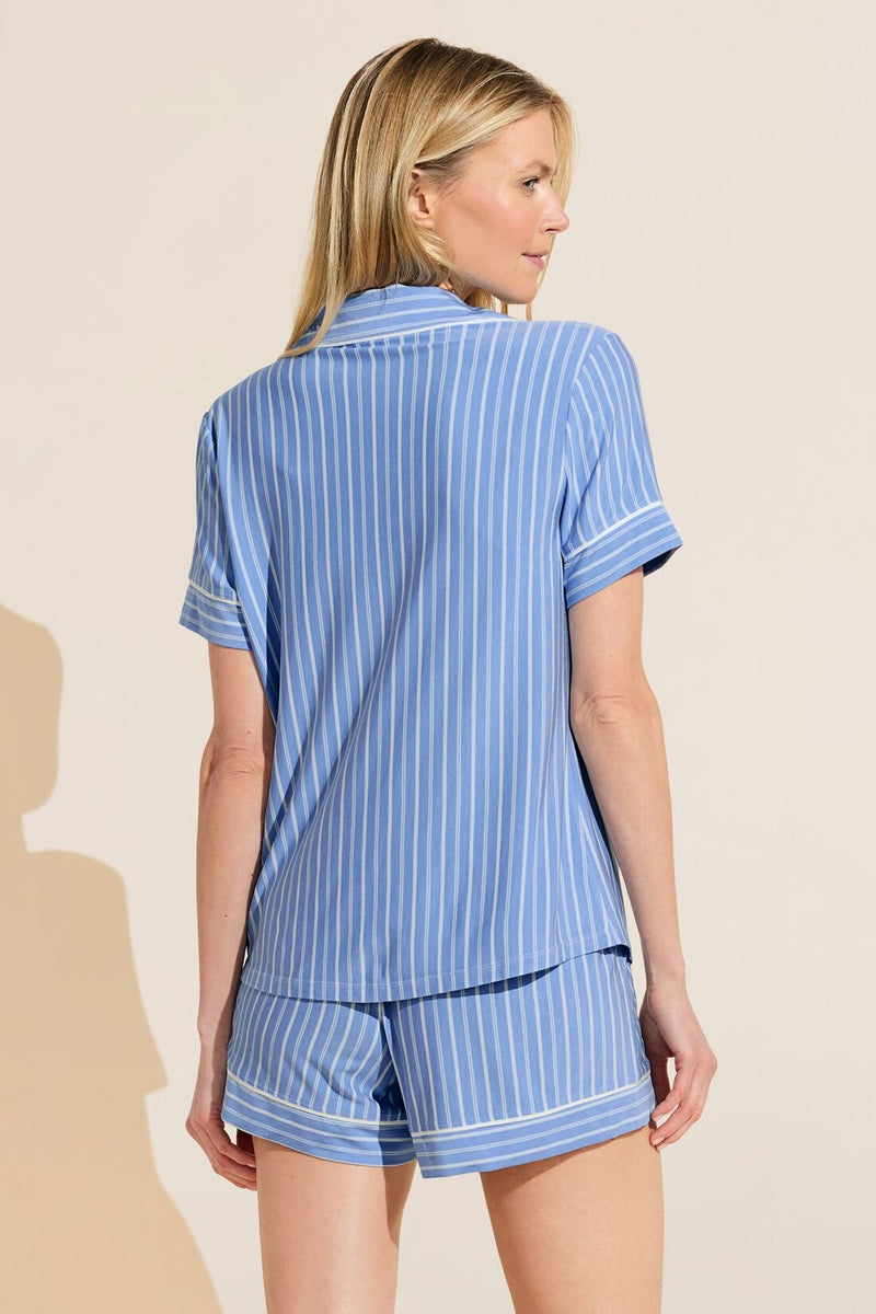 Gisele Printed Relaxed Short PJ Set - Nordic Stripe Vista Blue/Ivory