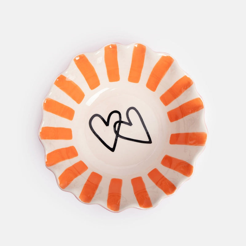 Pink Scallop Edge Hearts Cereal Bowl