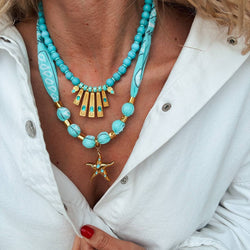 Aqua Starfish Bandana Necklace