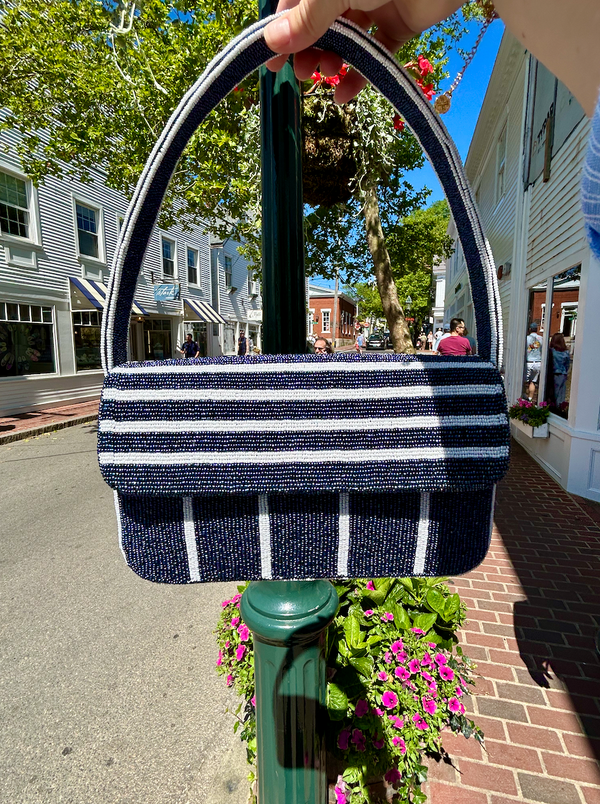 Thin Striped Beaded Handbag