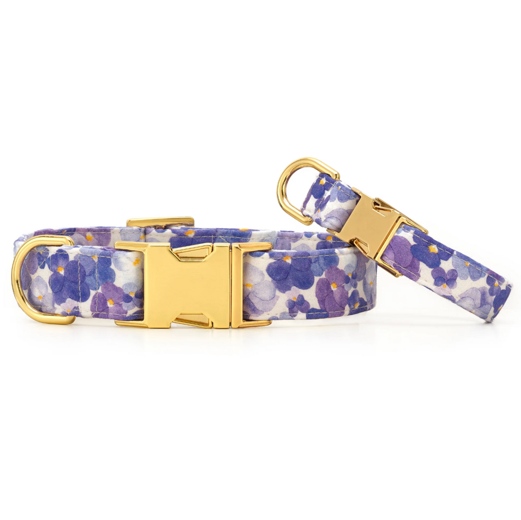 Foggy Dog Pressed Pansies Dog Collar